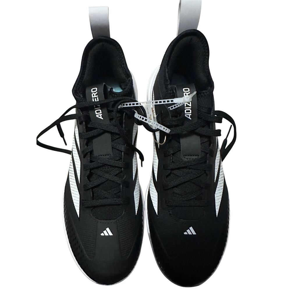adidas Adizero Impact 2.0 TPU Baseball Metal Cleats Men's Black White JH6737 7.5